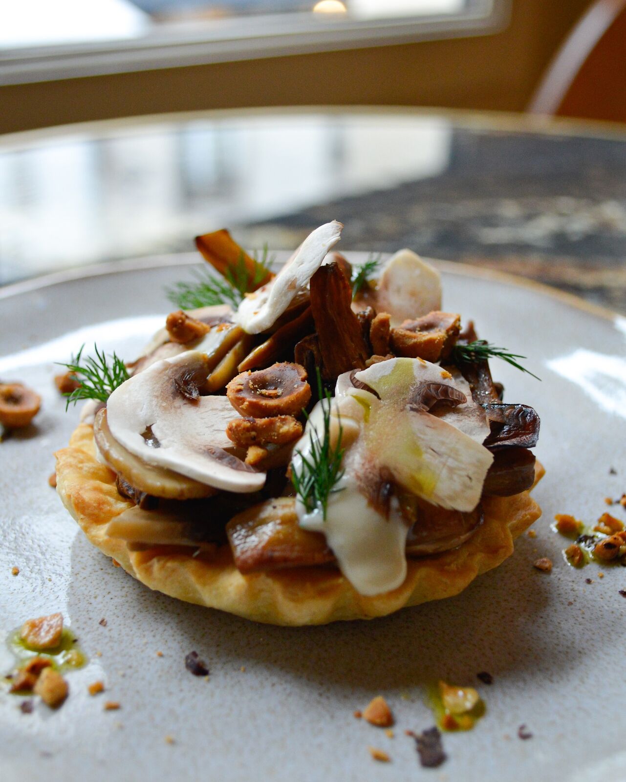 Tartelette aux champignons et noisettes